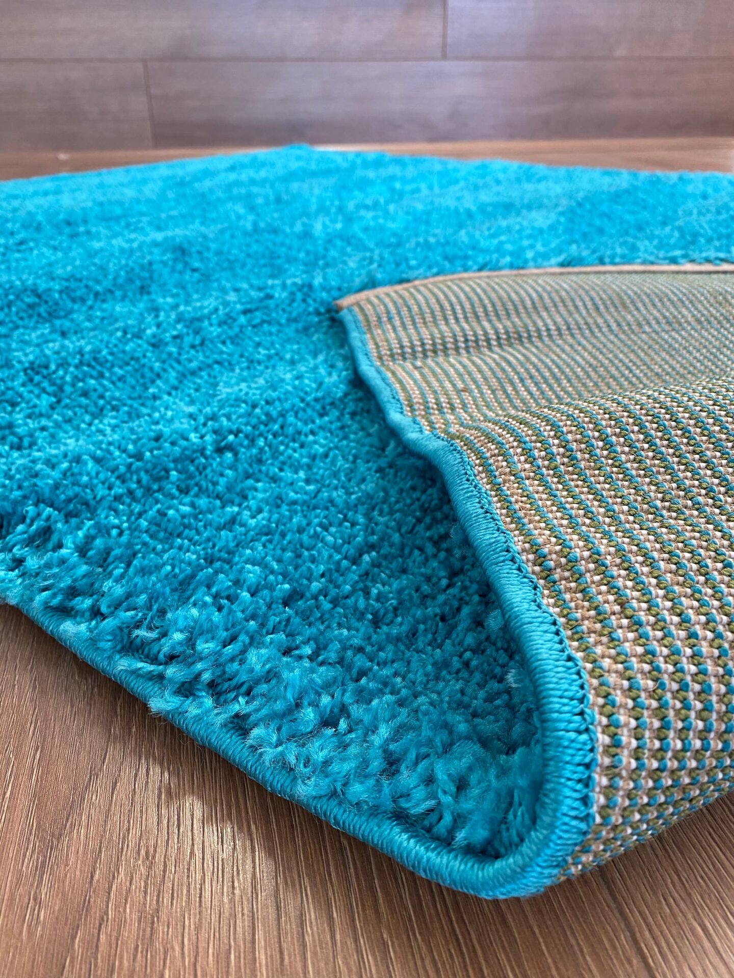 Blue carpet folded