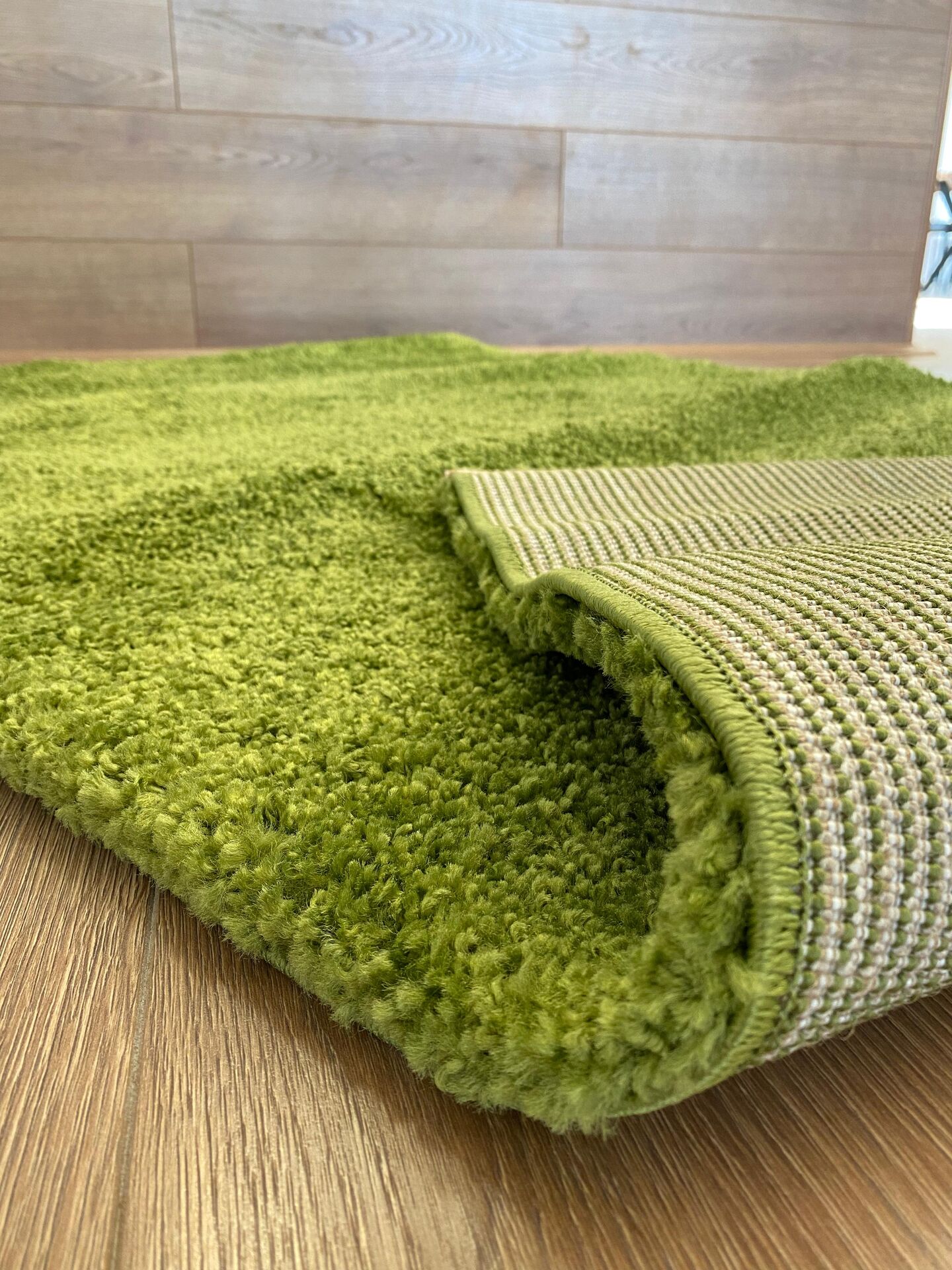 Green carpet folded