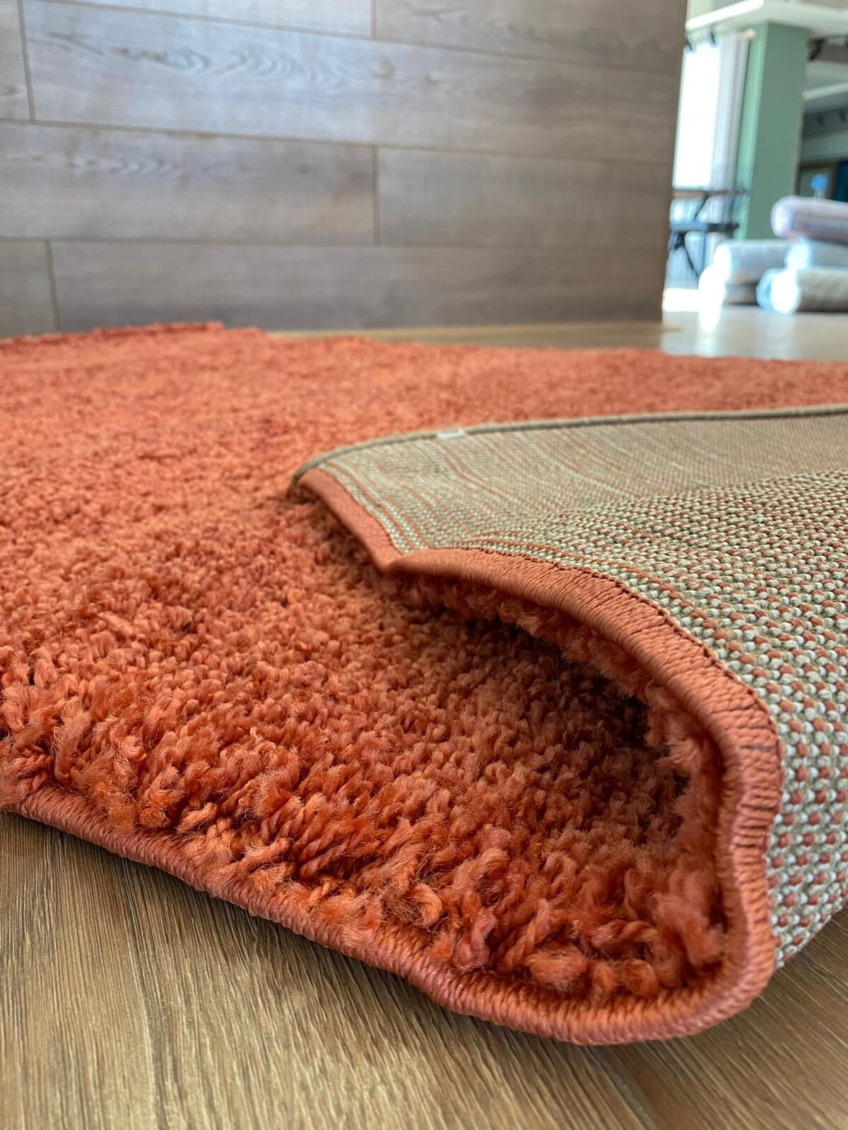 Orange carpet folded