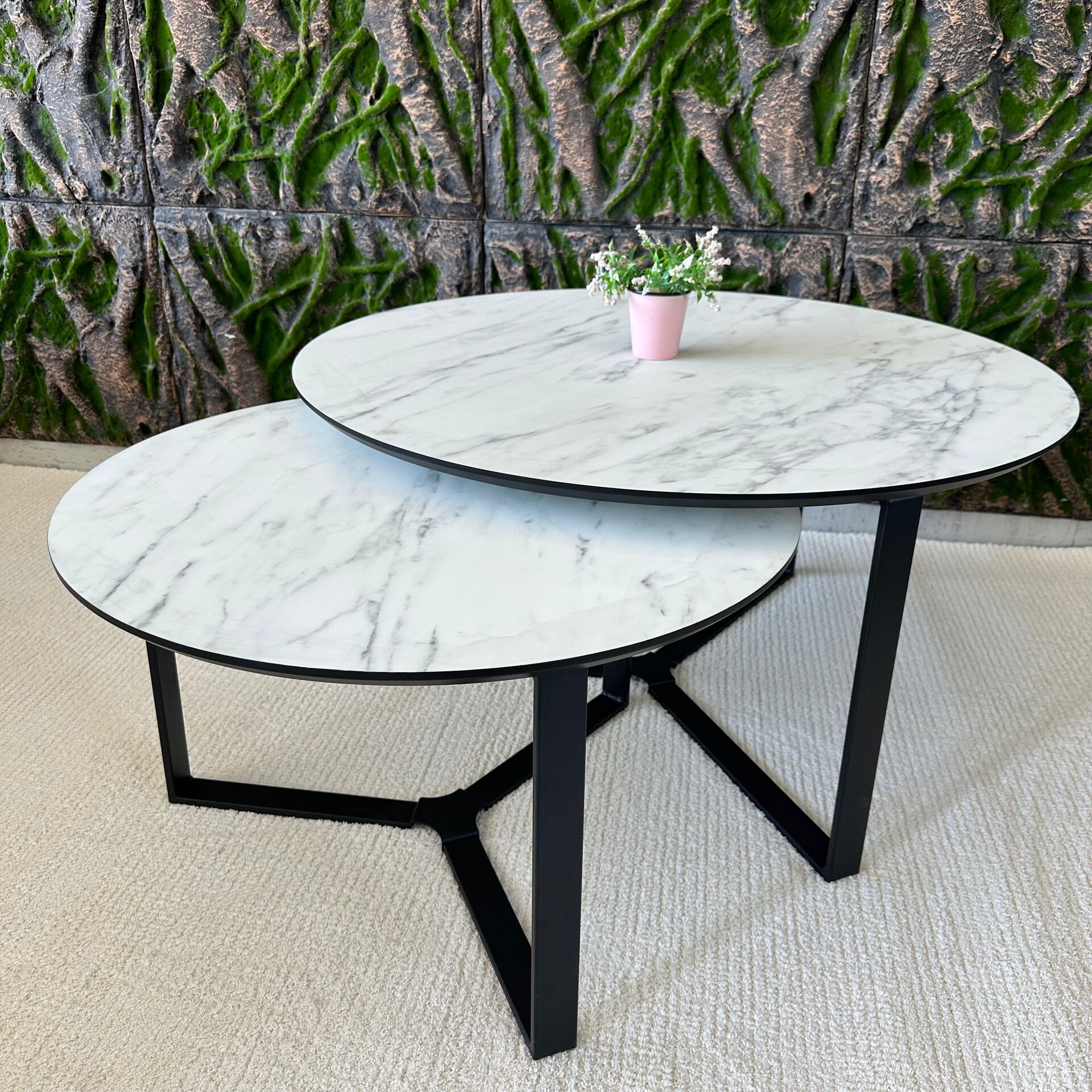 White table, white-line accent